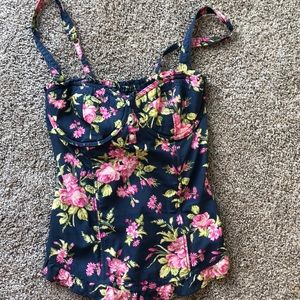 Floral bustier top with padded cups